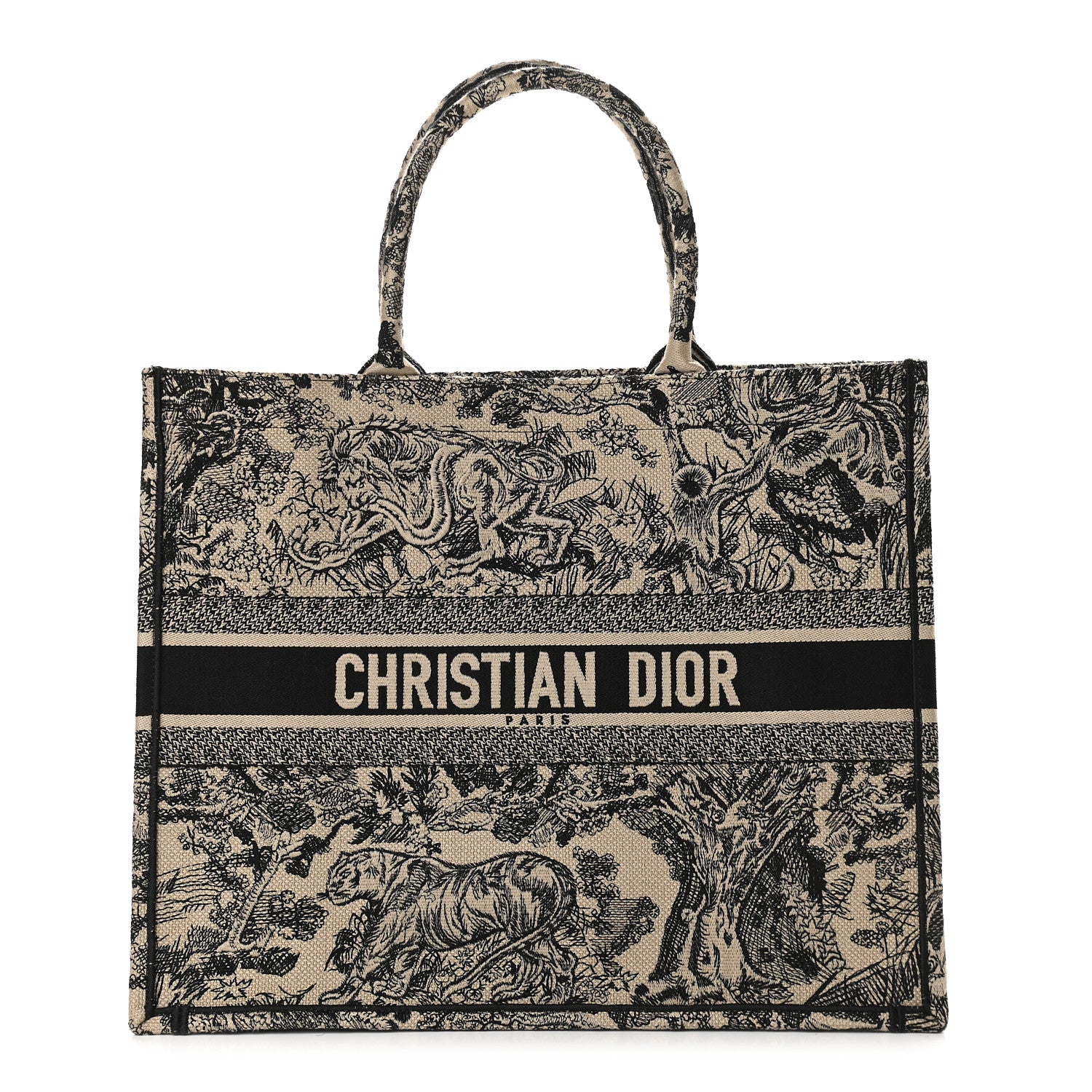 Christian Dior Canvas Embroidered Large Dioriviera Toile De Jouy Book Tote Black 1 of 9