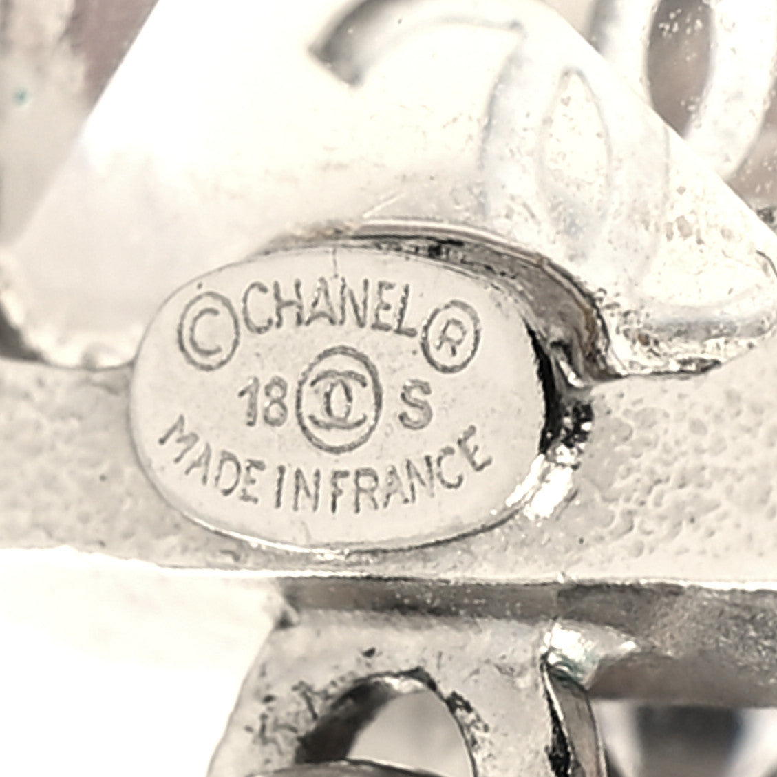 Chanel Crystal CC Tear Drop Earrings Silver 4 of 4