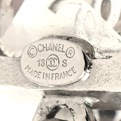 Chanel Crystal CC Tear Drop Earrings Silver 4 of 4