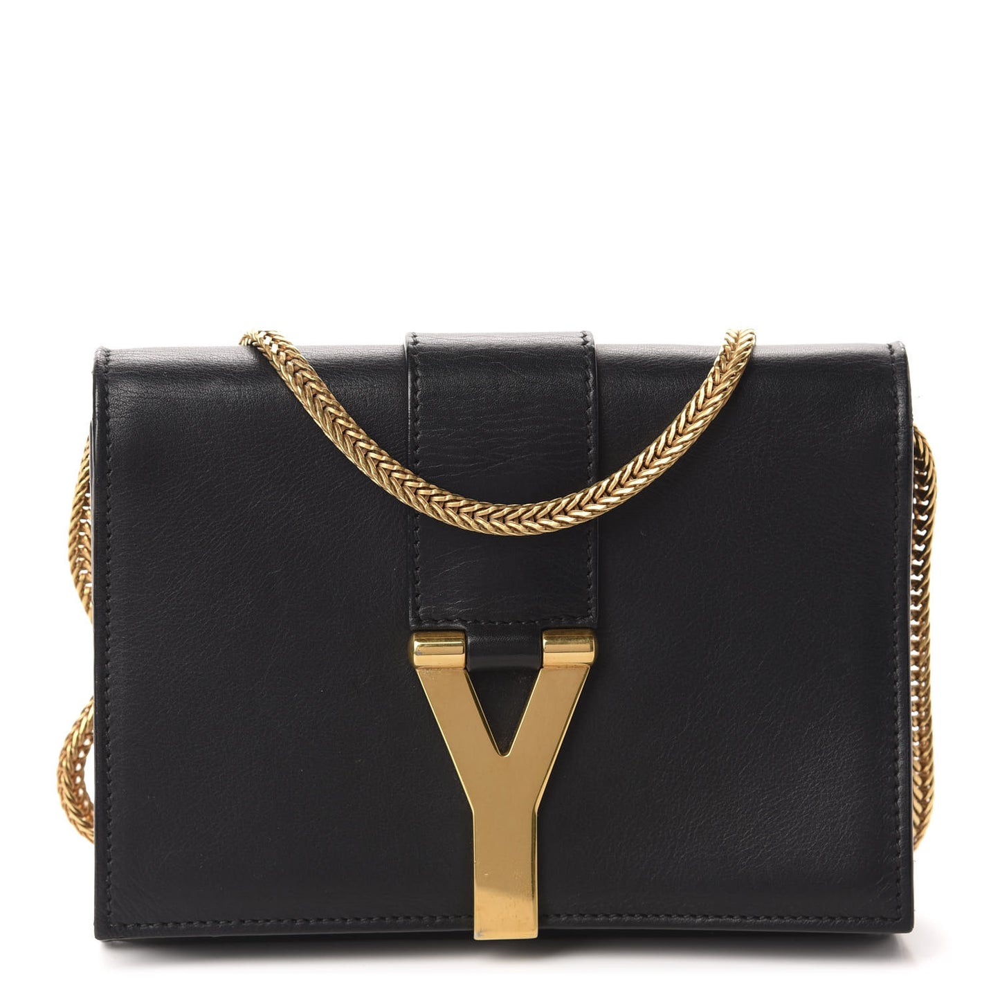 Calfskin Small Classic Y Satchel Bag Black