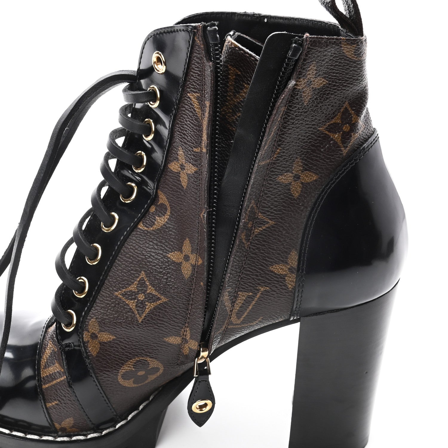 Louis Vuitton Patent Calfskin Monogram Star Trail Ankle Boots 37.5 Black 9 of 10