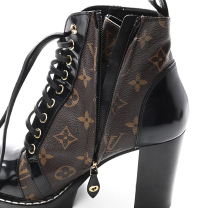 Louis Vuitton Patent Calfskin Monogram Star Trail Ankle Boots 37.5 Black 9 of 10