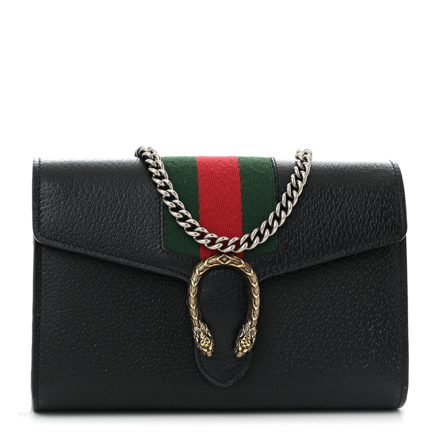 Calfskin Web Mini Dionysus Chain Wallet Black