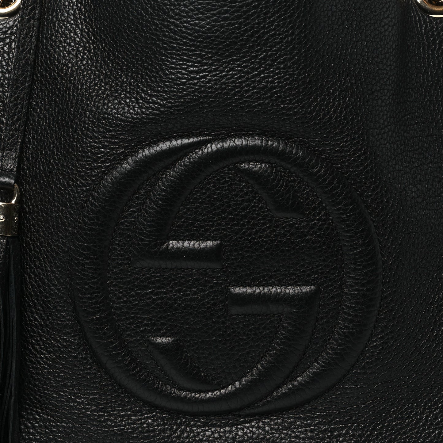 Pebbled Calfskin Large Soho Chain Shoulder Bag Black