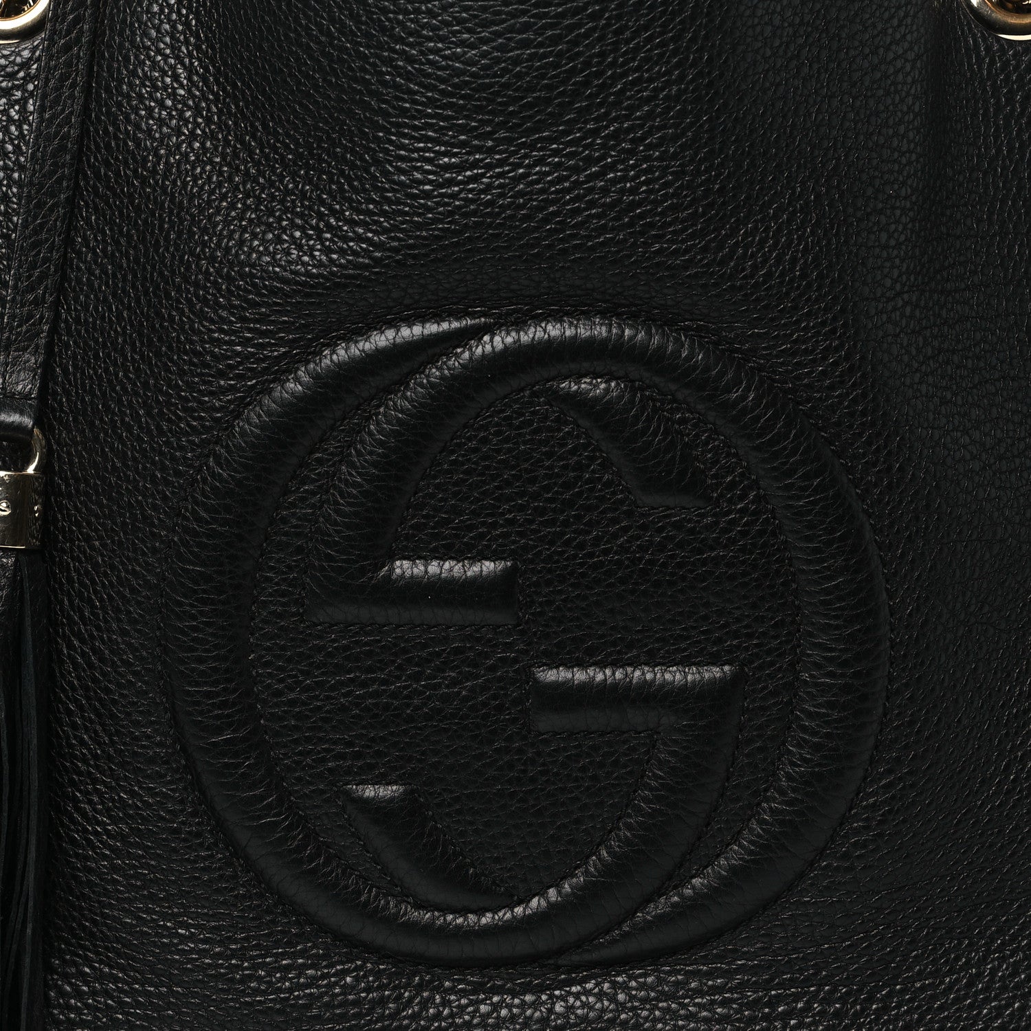 Gucci Pebbled Calfskin Large Soho Chain Shoulder Bag Black 8 of 14