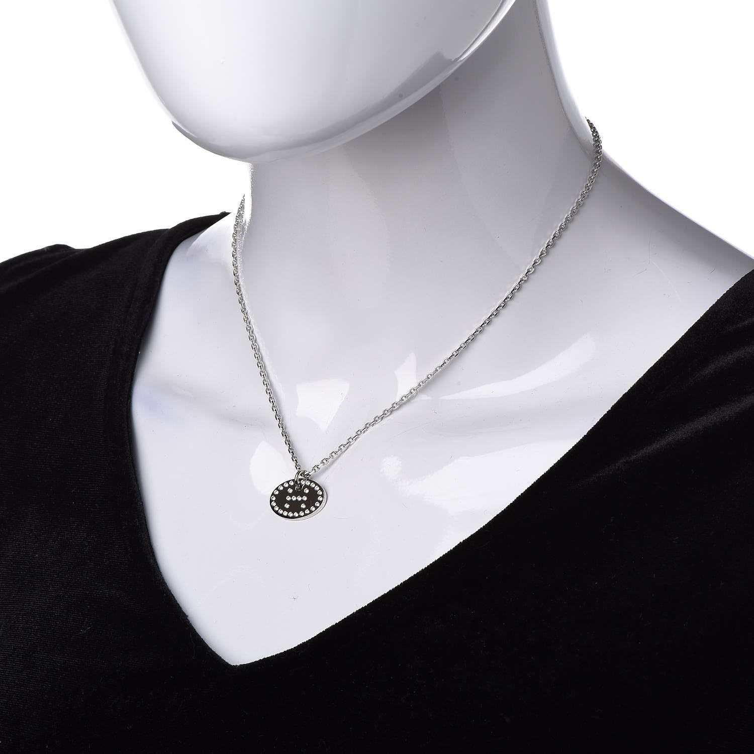 Hermes 18K White Gold Diamond Eclipse Pendant Necklace 2 of 5