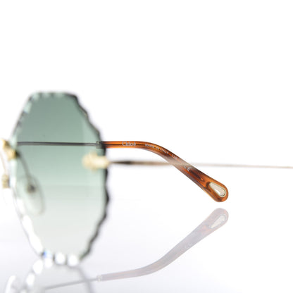 Chloe Rosie Bevelled Round Sunglasses CE143S Green 4 of 6