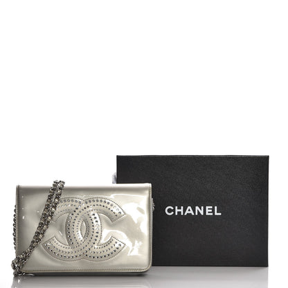 Chanel Patent Strass Wallet On Chain WOC Silver 12 of 12