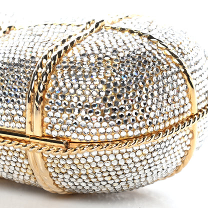 Judith Leiber Swarovski Crystal Minaudiere Clutch Gold Silver 8 of 9