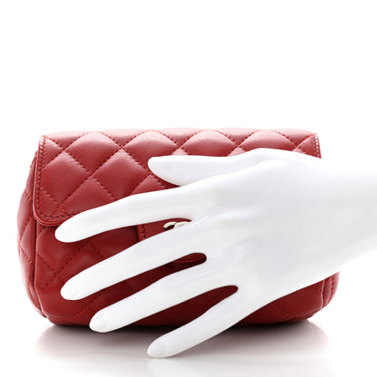 Chanel Lambskin Quilted Flap Cosmetic Case Red 2 of 9