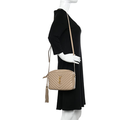 Saint Laurent Calfskin Matelasse Monogram Lou Camera Bag Dark Latte 2 of 16