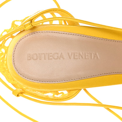 Bottega Veneta Mesh Nappa Stretch Ankle Tie Sandals 38 Egg Yolk 6 of 7