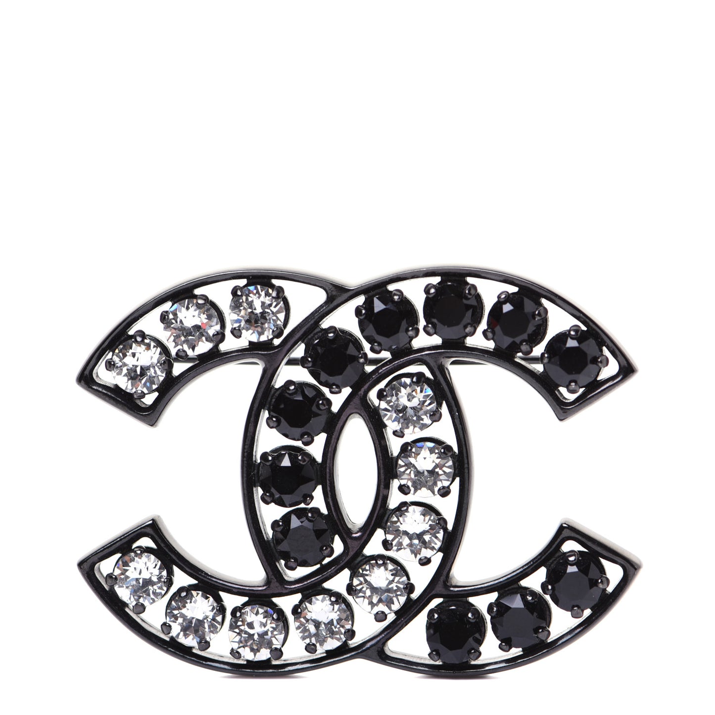 Crystal CC Brooch Black