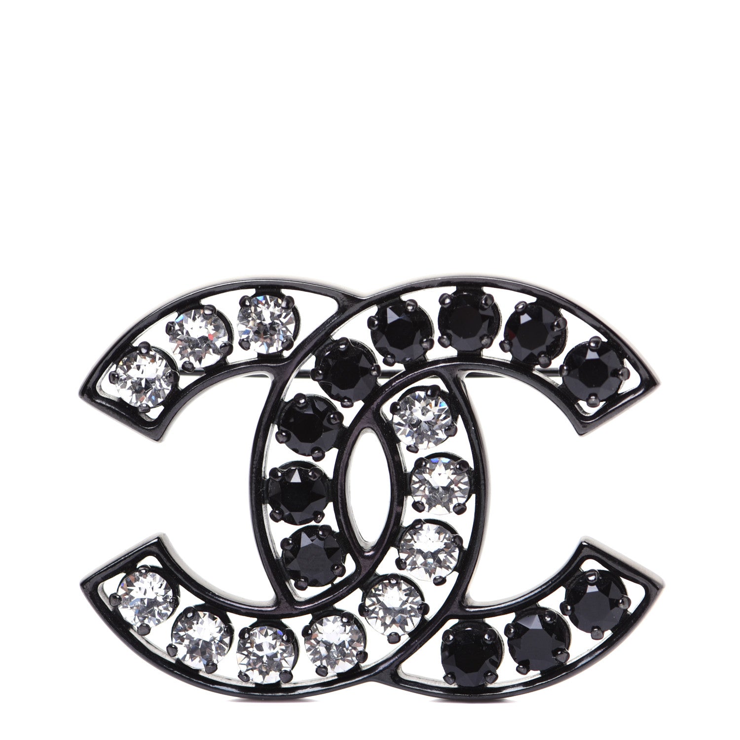 Chanel Crystal CC Brooch Black 1 of 7