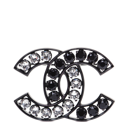 Chanel Crystal CC Brooch Black 1 of 7