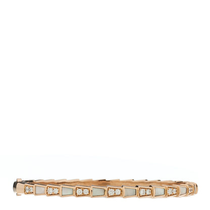 Bulgari 18K Rose Gold Diamond Mother of Pearl Serpenti Viper Bangle Bracelet SM 2 of 4