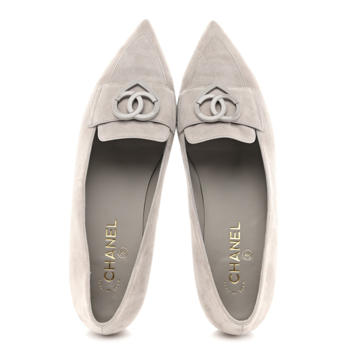 Chanel Suede Heart CC Loafers 40.5 Grey 2 of 9