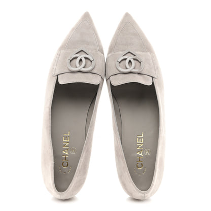 Chanel Suede Heart CC Loafers 40.5 Grey 2 of 9