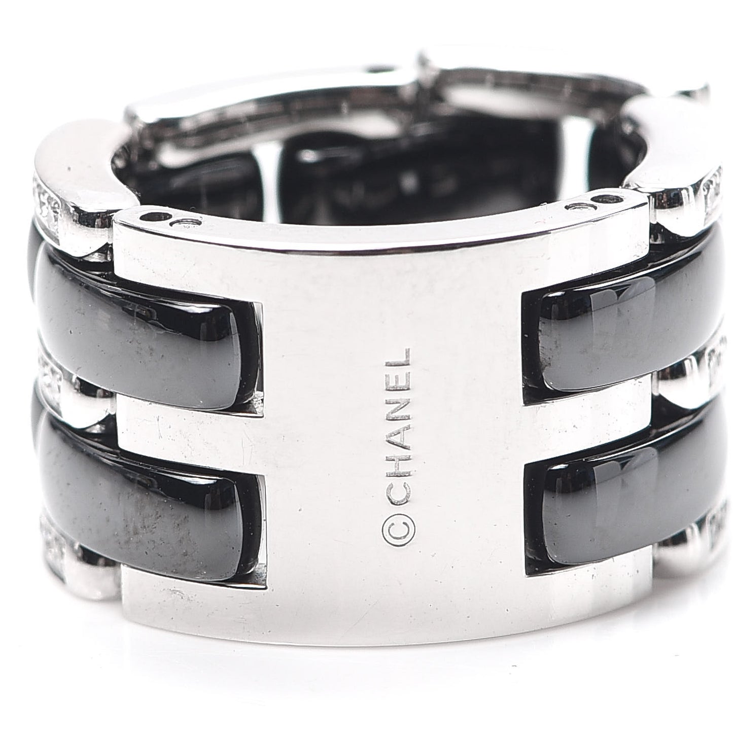 18K White Gold Black Ceramic Diamond Large Ultra Ring 51 5.75