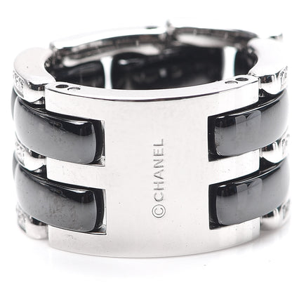Chanel 18K White Gold Black Ceramic Diamond Large Ultra Ring 51 5.75 5 of 6