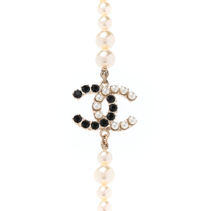 Chanel Pearl Crystal Dazzling Domino CC Necklace Gold Black 5 of 8