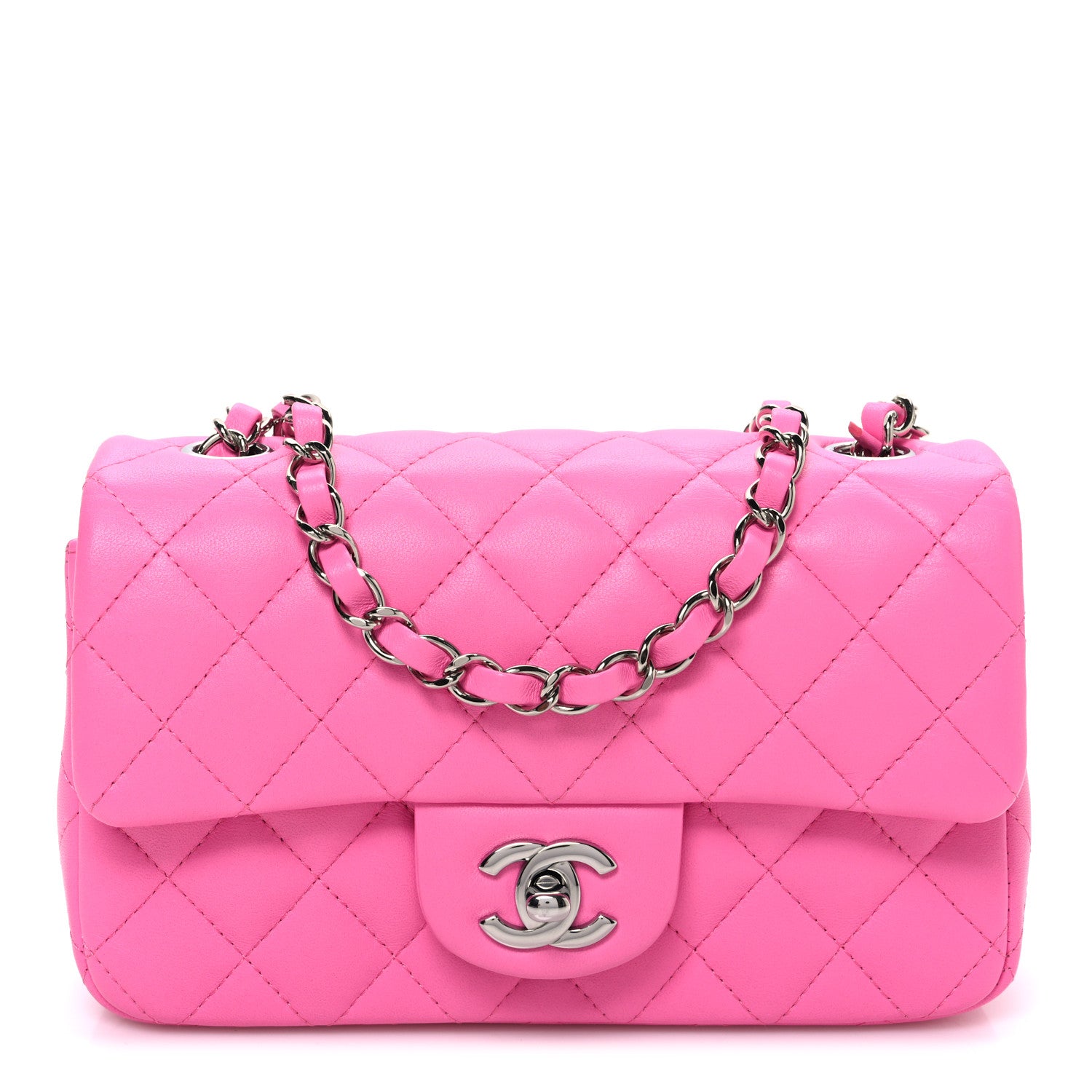 Chanel Lambskin Quilted Mini Rectangular Flap Pink 1 of 10