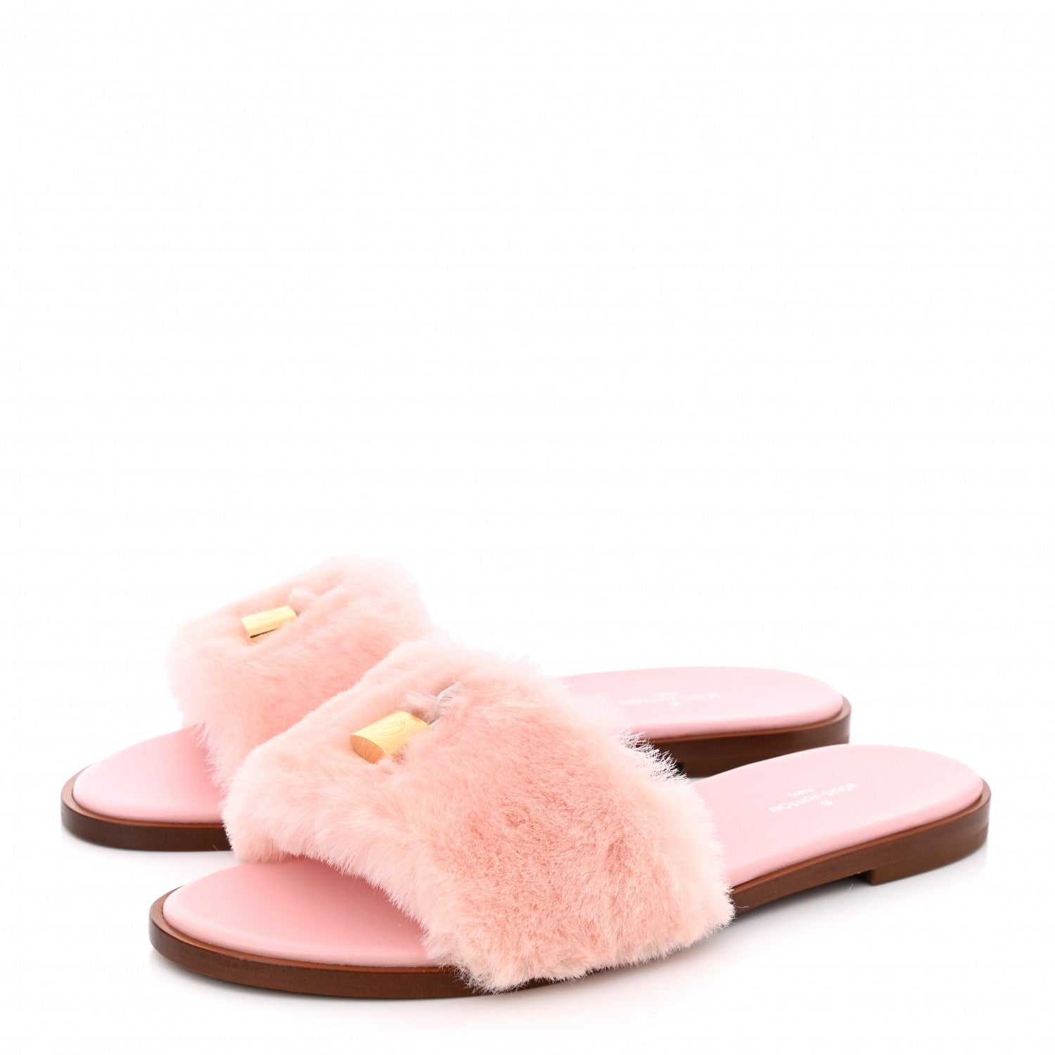 Louis Vuitton Mink Fur Lock It Flat Mule 37.5 Rose 3 of 9