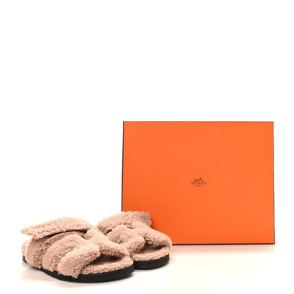 Hermes Woolskin Womens Chypre Sandals 38.5 Bois De Santal 9 of 9