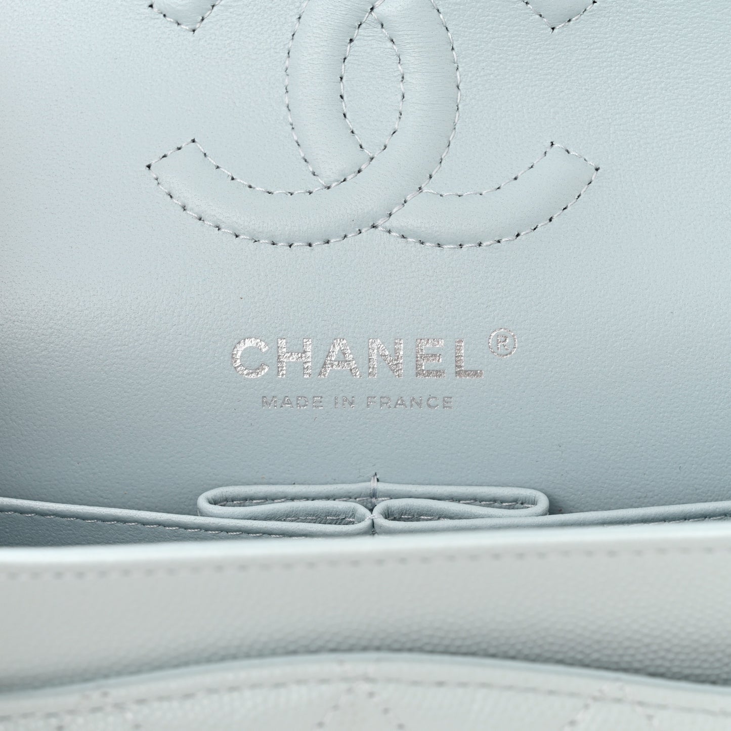 Caviar Quilted Small Double Flap Light Blue