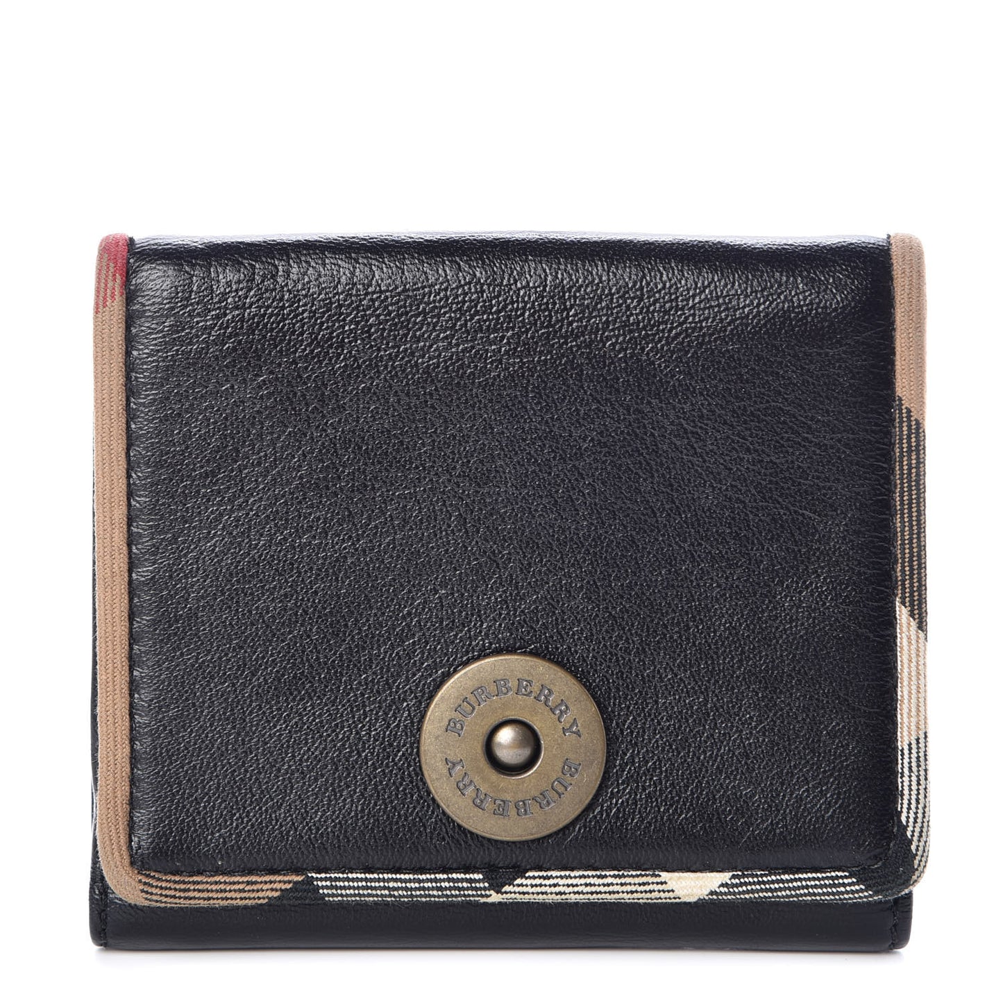 Calfskin Nova Check Compact Wallet Black