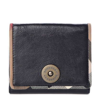 Burberry Calfskin Nova Check Compact Wallet Black 1 of 8