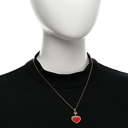 Chopard 18K Rose Gold Diamond Happy Hearts Pendant Necklace Red 2 of 4