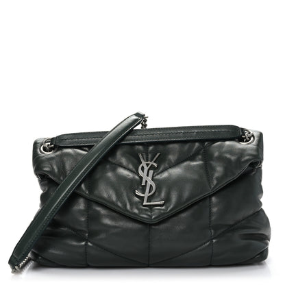 Saint Laurent Lambskin Quilted Small Loulou Puffer Monogram Chain Satchel Seaweed Green 1 of 9
