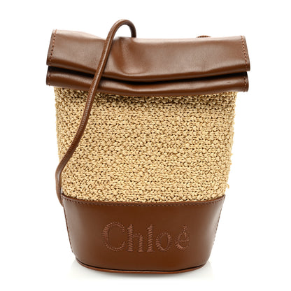 Chloe Raffia Calfskin Micro Chloe Sense Bucket Bag Tan 1 of 8