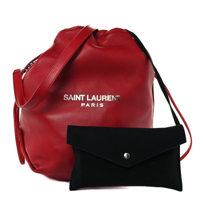 Saint Laurent Lambskin Teddy Drawstring Bag Eros Red 1 of 11