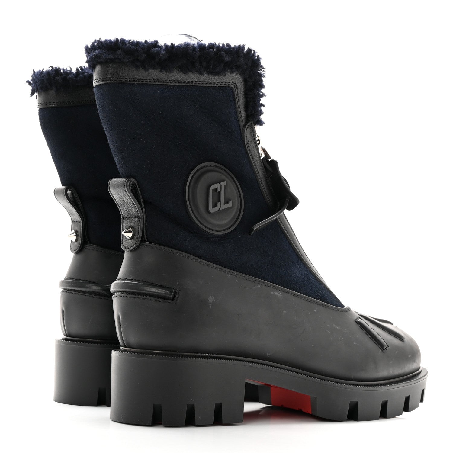 Christian Louboutin Kid Calfskin Shearling Glory Flat Boot 35.5 Version Black 4 of 19