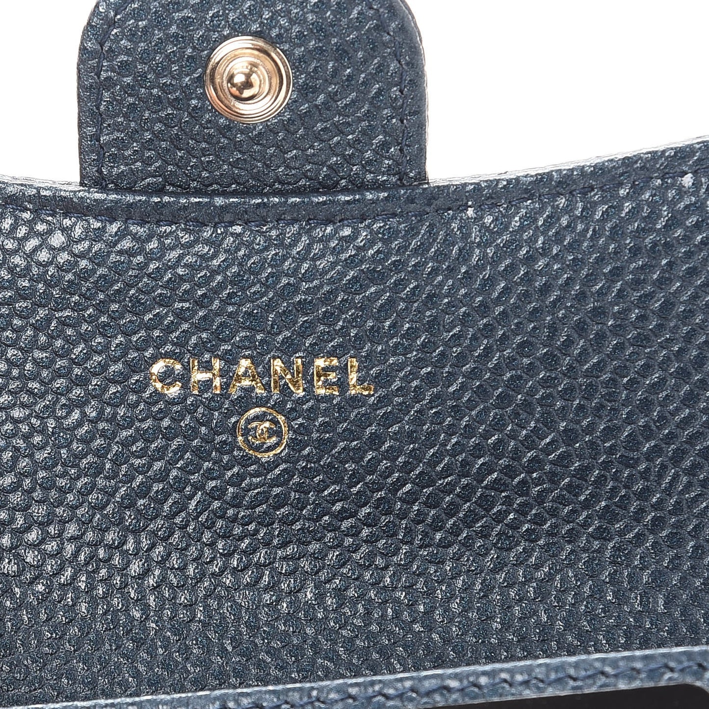 Caviar Quilted Card Holder Wallet Dark Blue
