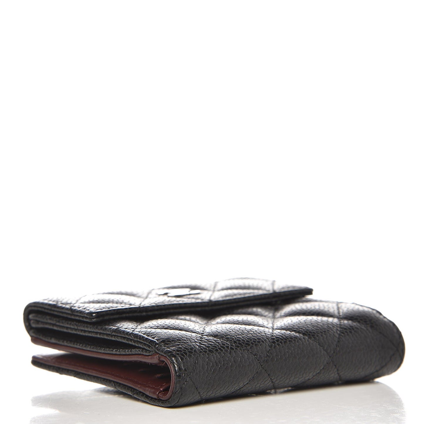 Caviar Quilted Compact French Flap Wallet Black