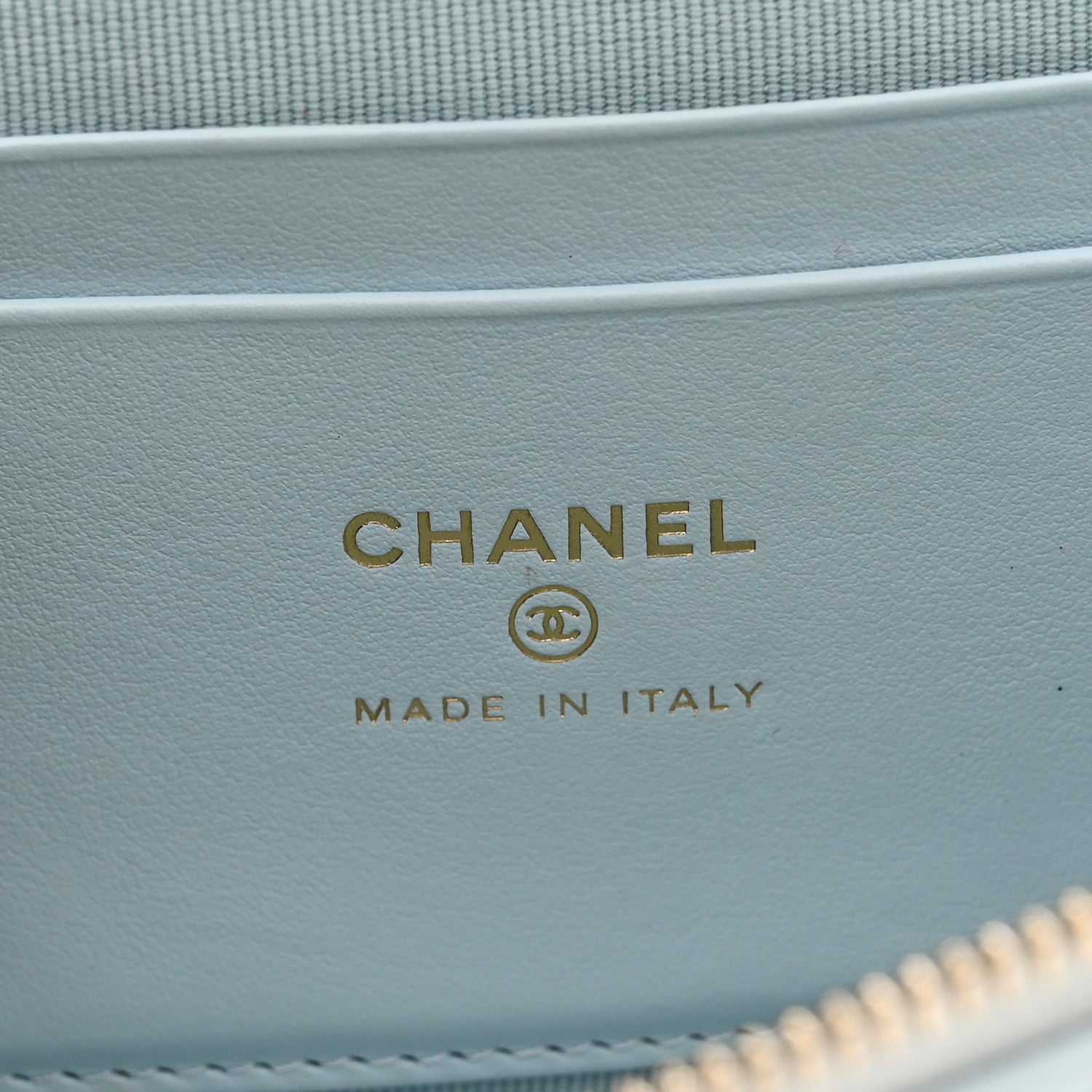 Chanel Caviar Quilted Top Handle Slim Vanity With Chain Light Blue 6 of 11