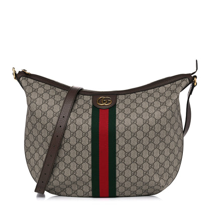 Gucci GG Supreme Monogram Web Ophidia Half Moon Hobo Brown 1 of 14