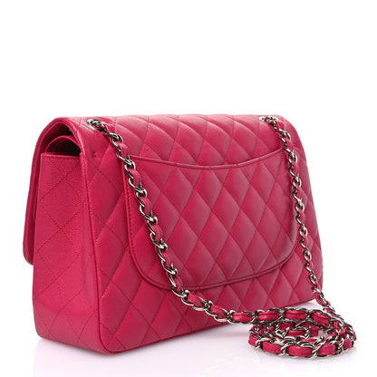 Chanel Caviar Quilted Jumbo Double Flap Dark Pink 3 of 10