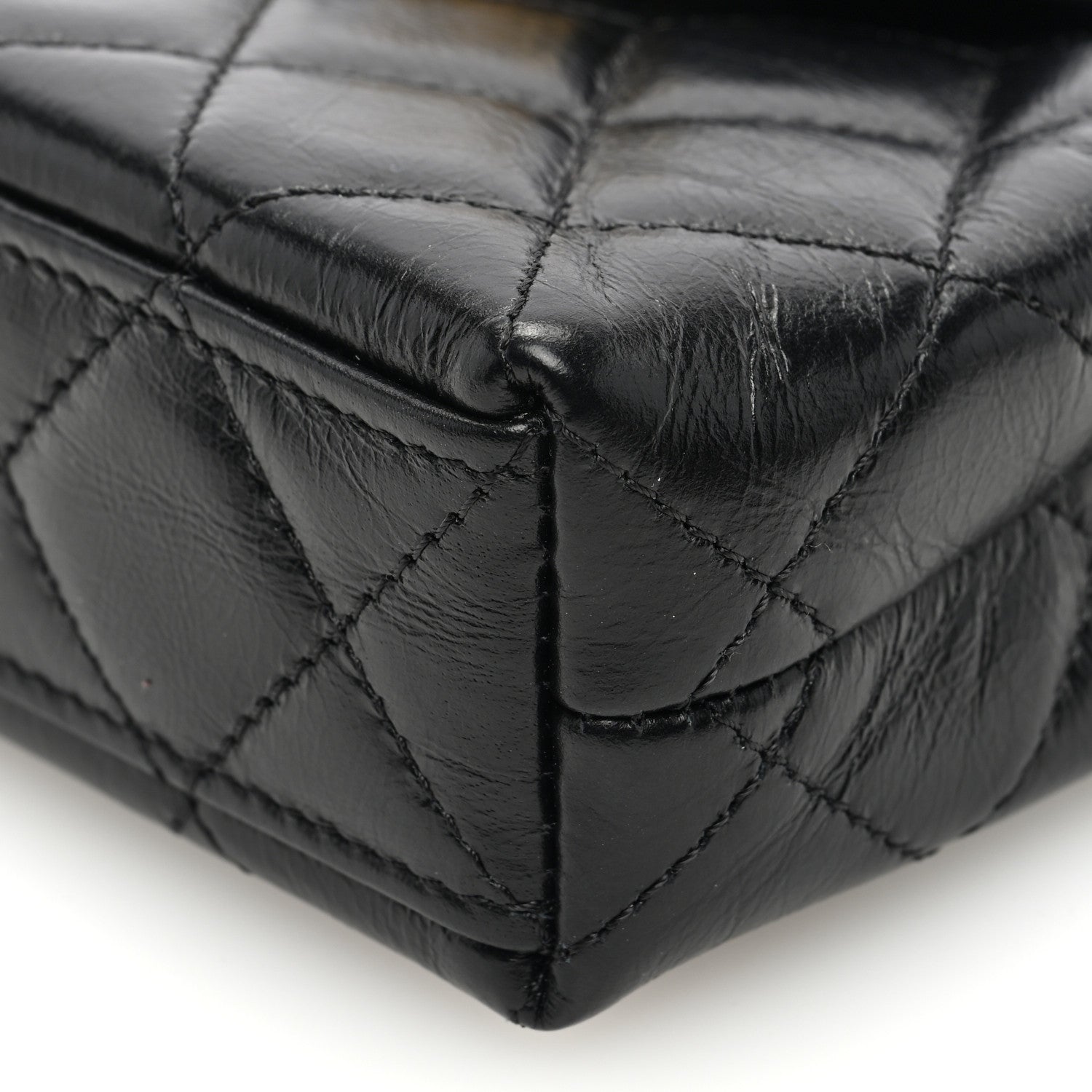 Chanel Shiny Aged Calfskin Quilted Mini Nano Kelly Shopper Black 10 of 11