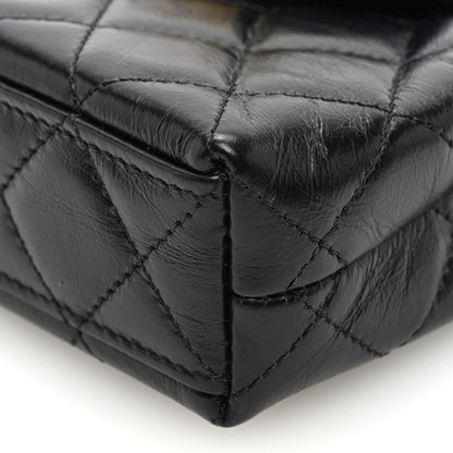 Chanel Shiny Aged Calfskin Quilted Mini Nano Kelly Shopper Black 10 of 11