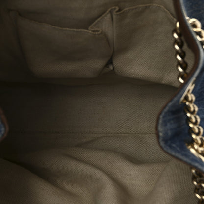 Gucci Denim Pebbled Calfskin Medium Soho Chain Shoulder Bag Blue Brown 5 of 9
