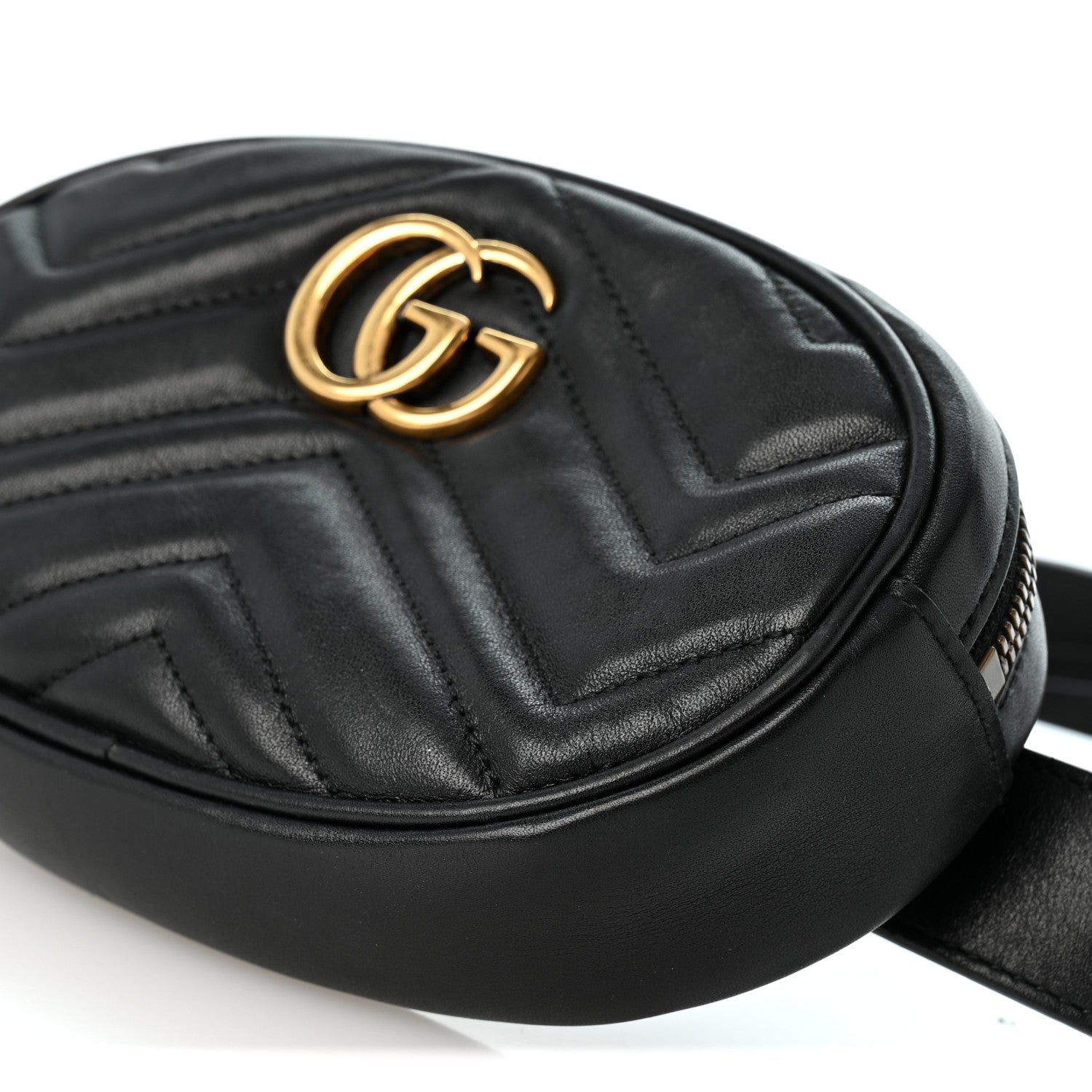 Gucci Calfskin Matelasse GG Marmont Belt Bag 85 34 Black 9 of 11