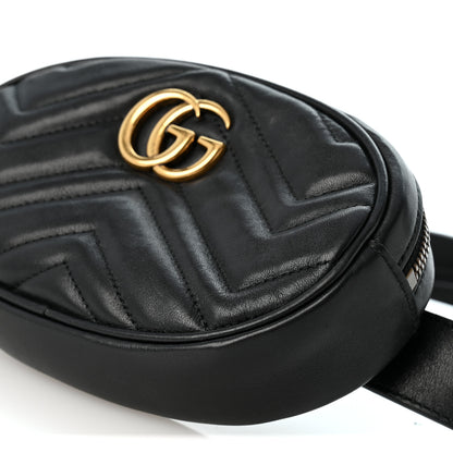 Gucci Calfskin Matelasse GG Marmont Belt Bag 85 34 Black 9 of 11