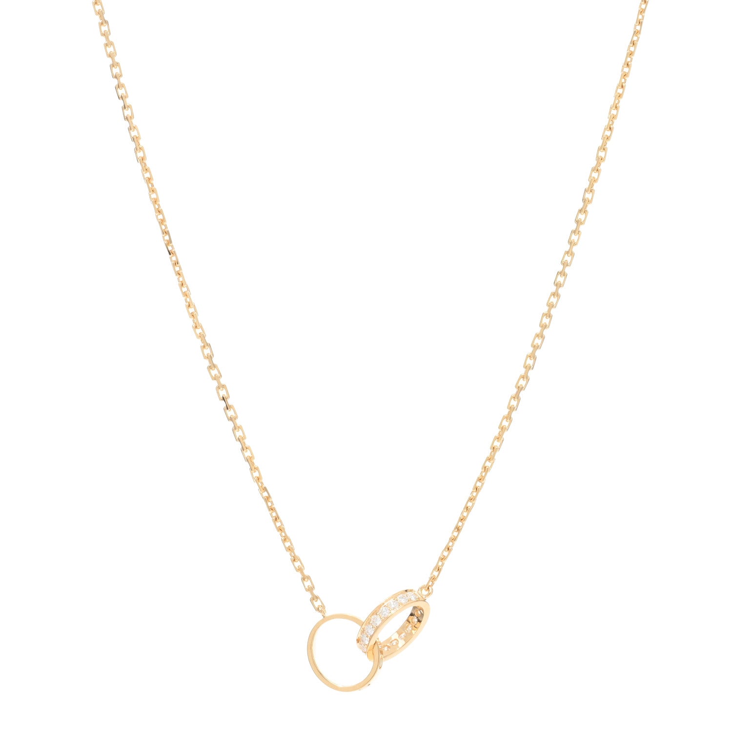 Cartier 18K Pink Gold Diamond Interlocking LOVE Necklace 1 of 3
