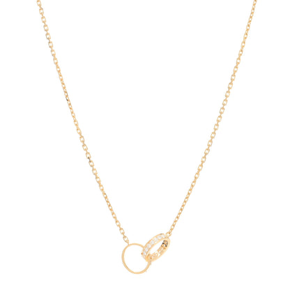 Cartier 18K Pink Gold Diamond Interlocking LOVE Necklace 1 of 3