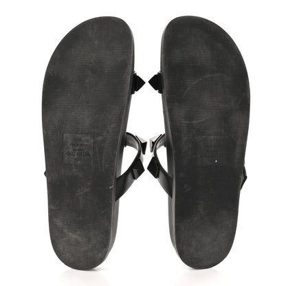 Valentino Garavani Calfskin Roman Stud Slide Sandals 39.5 Black 5 of 10