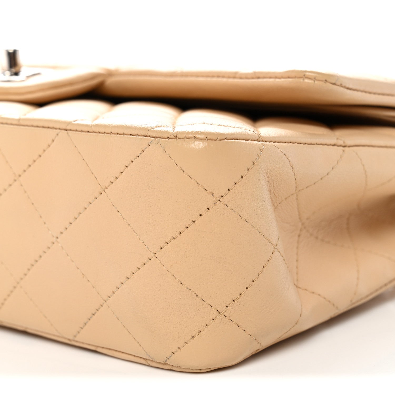 Chanel Lambskin Quilted Medium Double Flap Beige 10 of 11